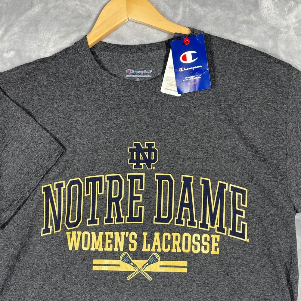 Champion Notre Dame Fighting Irish Womens Lacrosse T-Shirt Gray Medium NEW